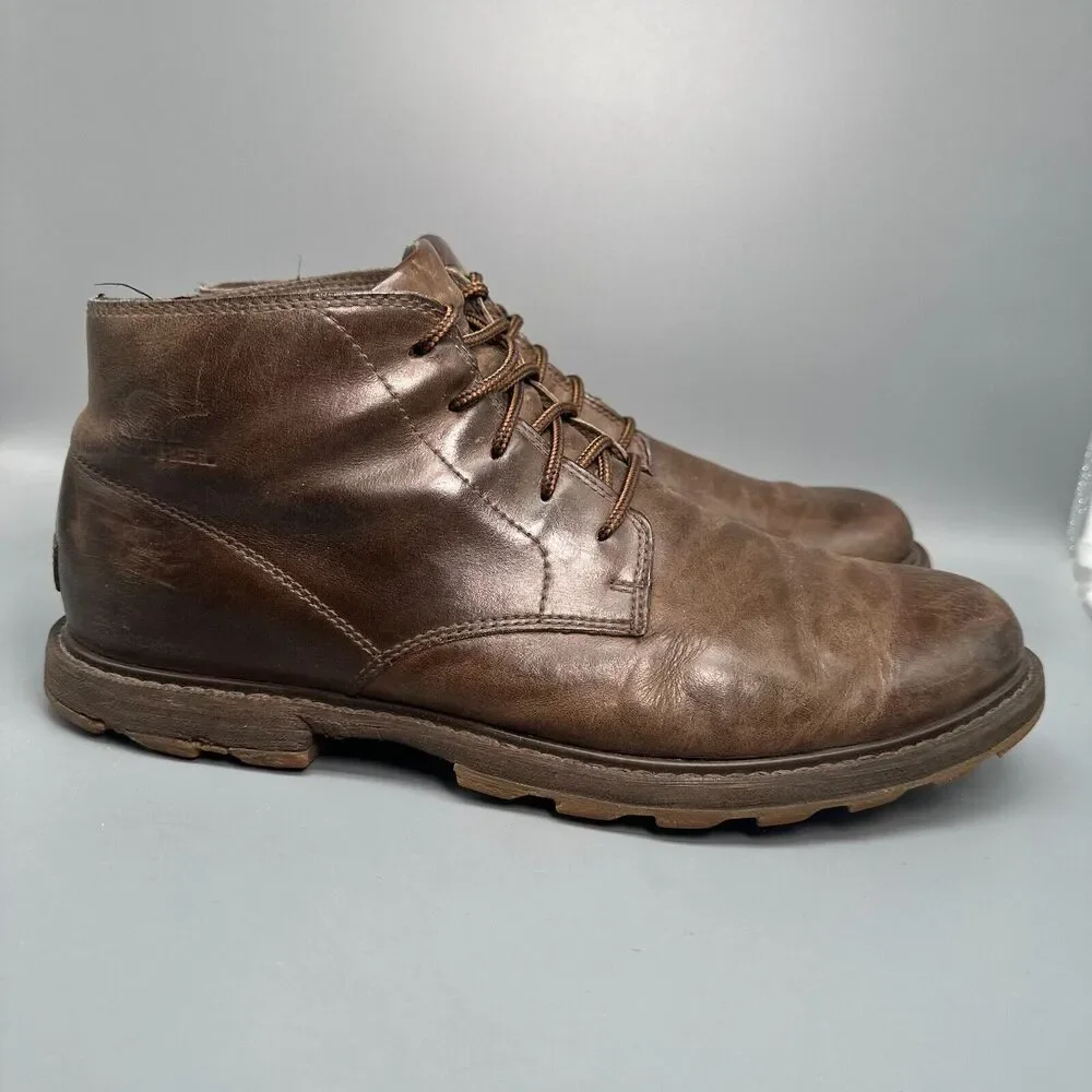 Sorel Madson Men's 13 Brown Leather Ankle Chukka Boots Lace Up Waterproof